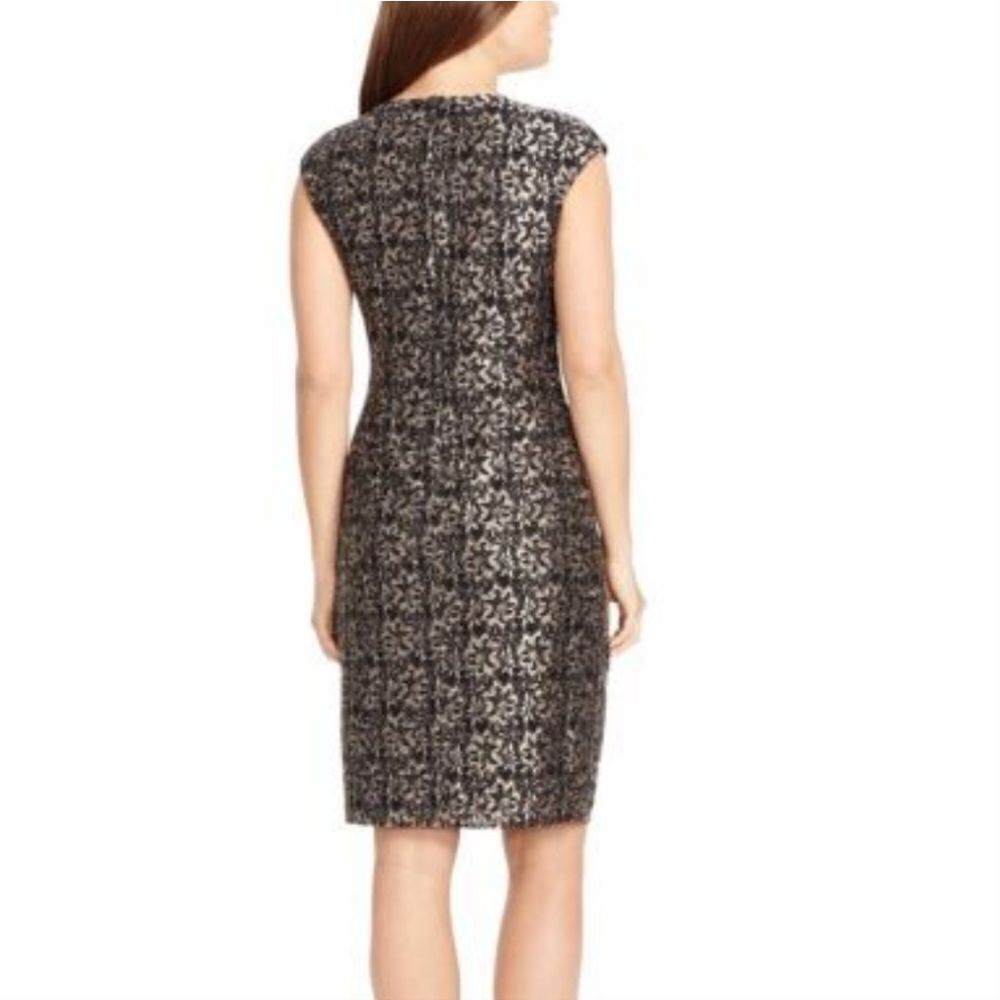 DANIEL CREMIEUX SLEEVELESS METALLIC EMBROIDERY EMBELLISHMENTS COCKTAIL DRESS